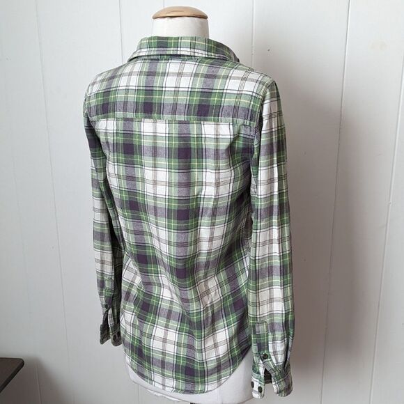 Women's Green and White Plaid Button Down Shirt by Filson. Size S - Picture 3 of 5